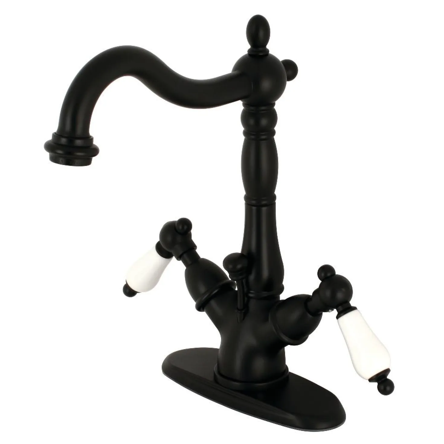Kingston Brass Heritage 4-Inch Centerset Deck Mount Bathroom Faucet with Pop-Up Drain