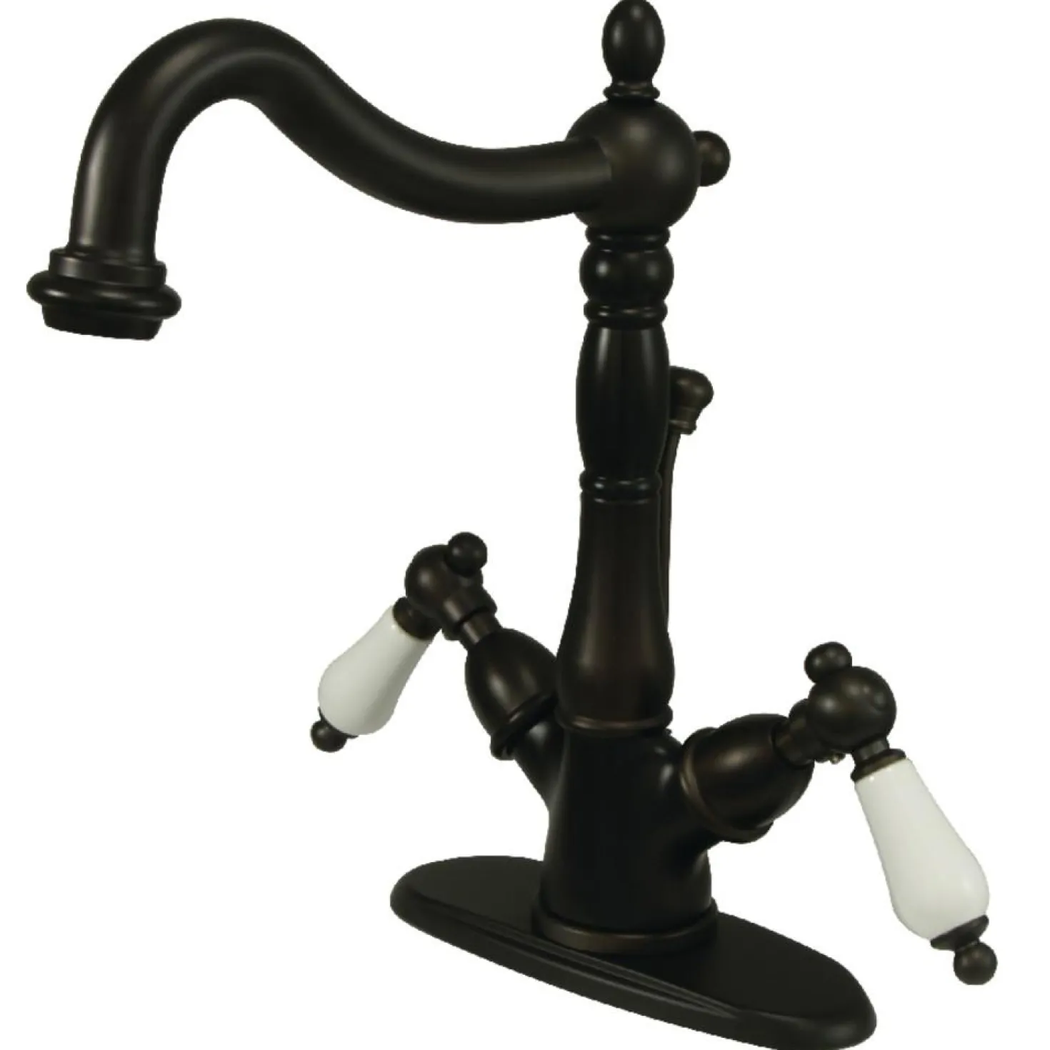 Kingston Brass Heritage 4-Inch Centerset Deck Mount Bathroom Faucet with Pop-Up Drain