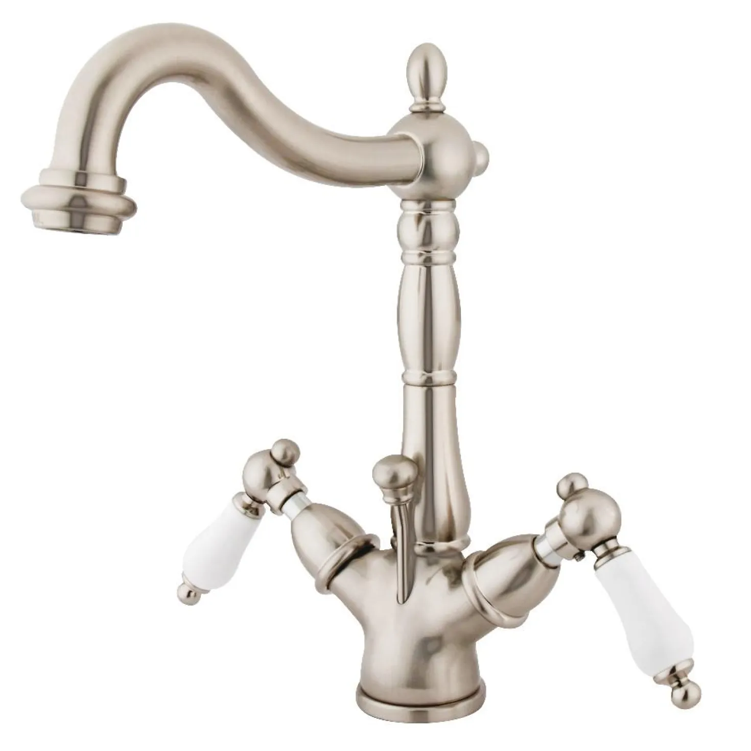 Kingston Brass Heritage 4-Inch Centerset Deck Mount Bathroom Faucet with Pop-Up Drain