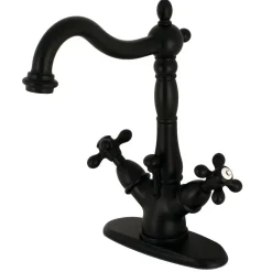 Kingston Brass Heritage 4-Inch Centerset Bathroom Faucet with Pop-Up Drain