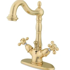 Kingston Brass Heritage 4-Inch Centerset Bathroom Faucet with Pop-Up Drain