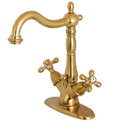 Kingston Brass Heritage 4-Inch Centerset Bathroom Faucet with Pop-Up Drain