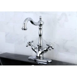 Kingston Brass Heritage 4-Inch Centerset Bathroom Faucet with Pop-Up Drain