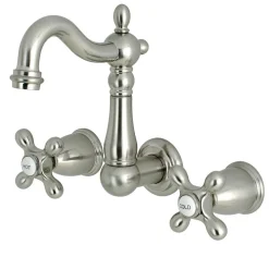 Kingston Brass Heritage 8-Inch Center Wall Mount Bathroom Faucet