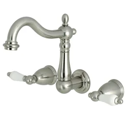 Kingston Brass Heritage 8-Inch Center Wall Mount 3-Hole Bathroom Faucet