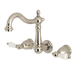 Kingston Brass Heritage 8-Inch Center Wall Mount 3-Hole Bathroom Faucet