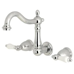 Kingston Brass Heritage 8-Inch Center Wall Mount 3-Hole Bathroom Faucet