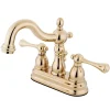 Kingston Brass Heritage 4-Inch Centerset Bathroom Faucet with Brass Pop-Up Drain