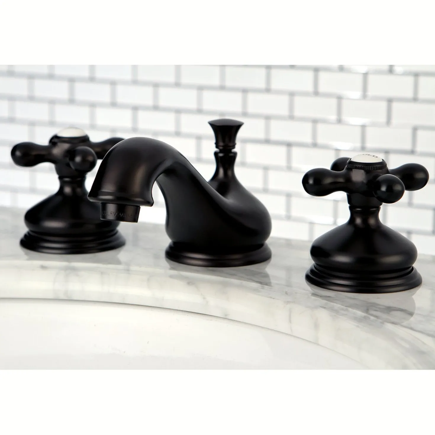 Kingston Brass Heritage 8-Inch Widespread Deck Mount Bathroom Faucet