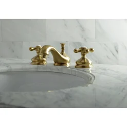 Kingston Brass Heritage 8-Inch Widespread Deck Mount Bathroom Faucet