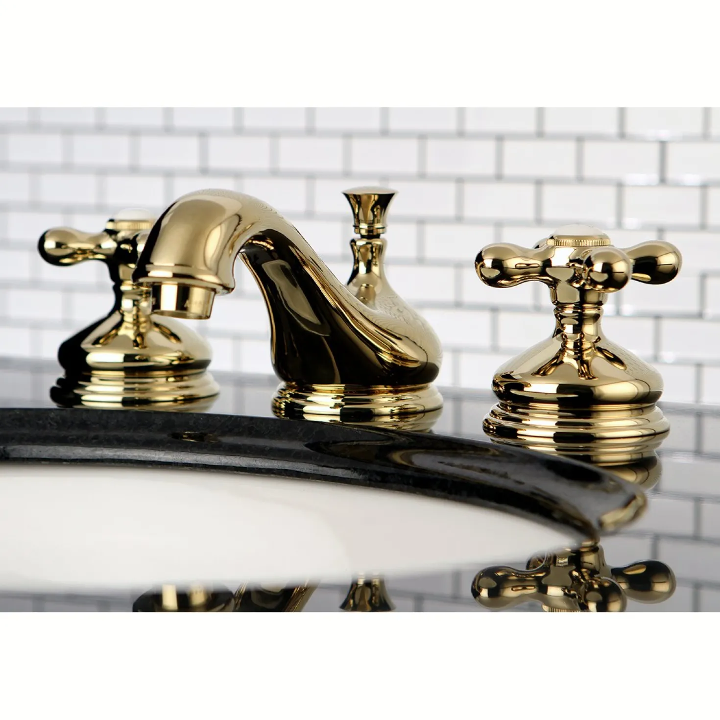 Kingston Brass Heritage 8-Inch Widespread Deck Mount Bathroom Faucet