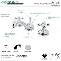 Kingston Brass Heritage 8-Inch Widespread Deck Mount Bathroom Faucet