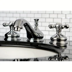Kingston Brass Heritage 8-Inch Widespread Deck Mount Bathroom Faucet