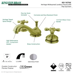 Kingston Brass Heritage 8-Inch Widespread Deck Mount Bathroom Faucet
