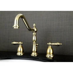 Kingston Brass Heritage 8-Inch Widespread Bathroom Faucet with Brass Pop-Up