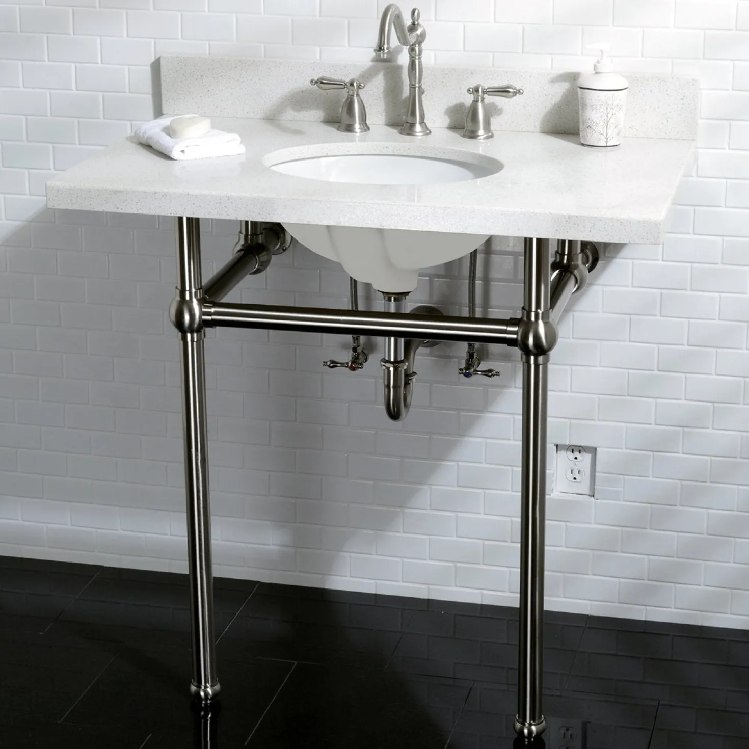 Kingston Brass Heritage 8-Inch Widespread Bathroom Faucet with Brass Pop-Up