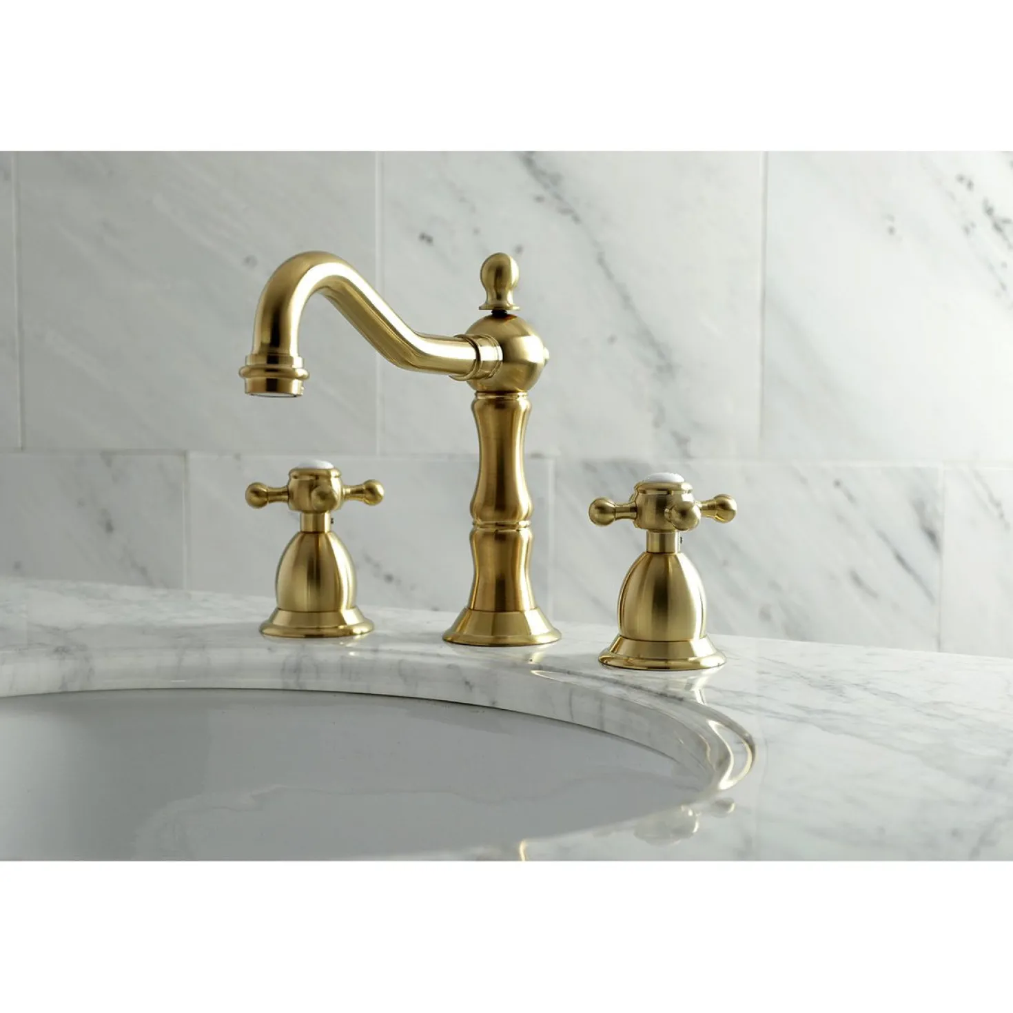 Kingston Brass Heritage 8-Inch Widespread Cross-Handle Bathroom Faucet
