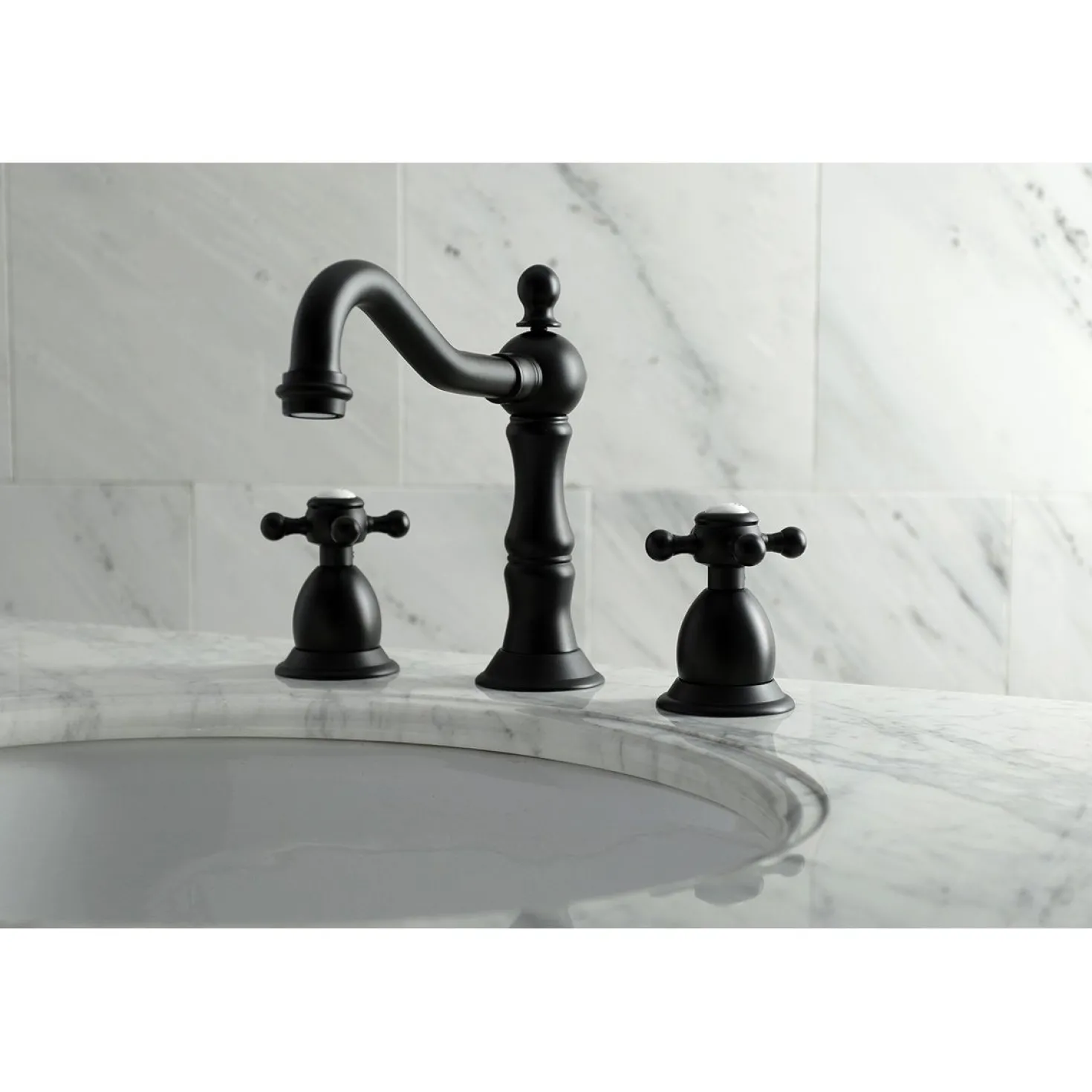 Kingston Brass Heritage 8-Inch Widespread Cross-Handle Bathroom Faucet