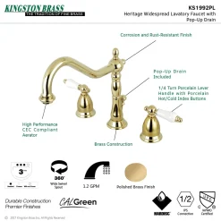 Kingston Brass Heritage 8-Inch Widespread Lever-Handle Bathroom Faucet