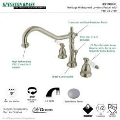 Kingston Brass Heritage 8-Inch Widespread Lever-Handle Bathroom Faucet