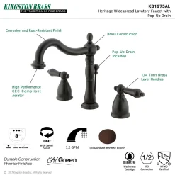 Kingston Brass Heritage 8-Inch Widespread Bathroom Faucet