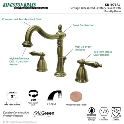 Kingston Brass Heritage 8-Inch Widespread Bathroom Faucet