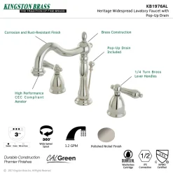 Kingston Brass Heritage 8-Inch Widespread Bathroom Faucet