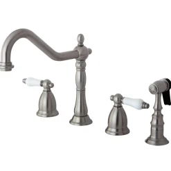 Kingston Brass Heritage Lever-Handle Widespread Kitchen Faucet
