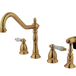 Kingston Brass Heritage Lever-Handle Widespread Kitchen Faucet