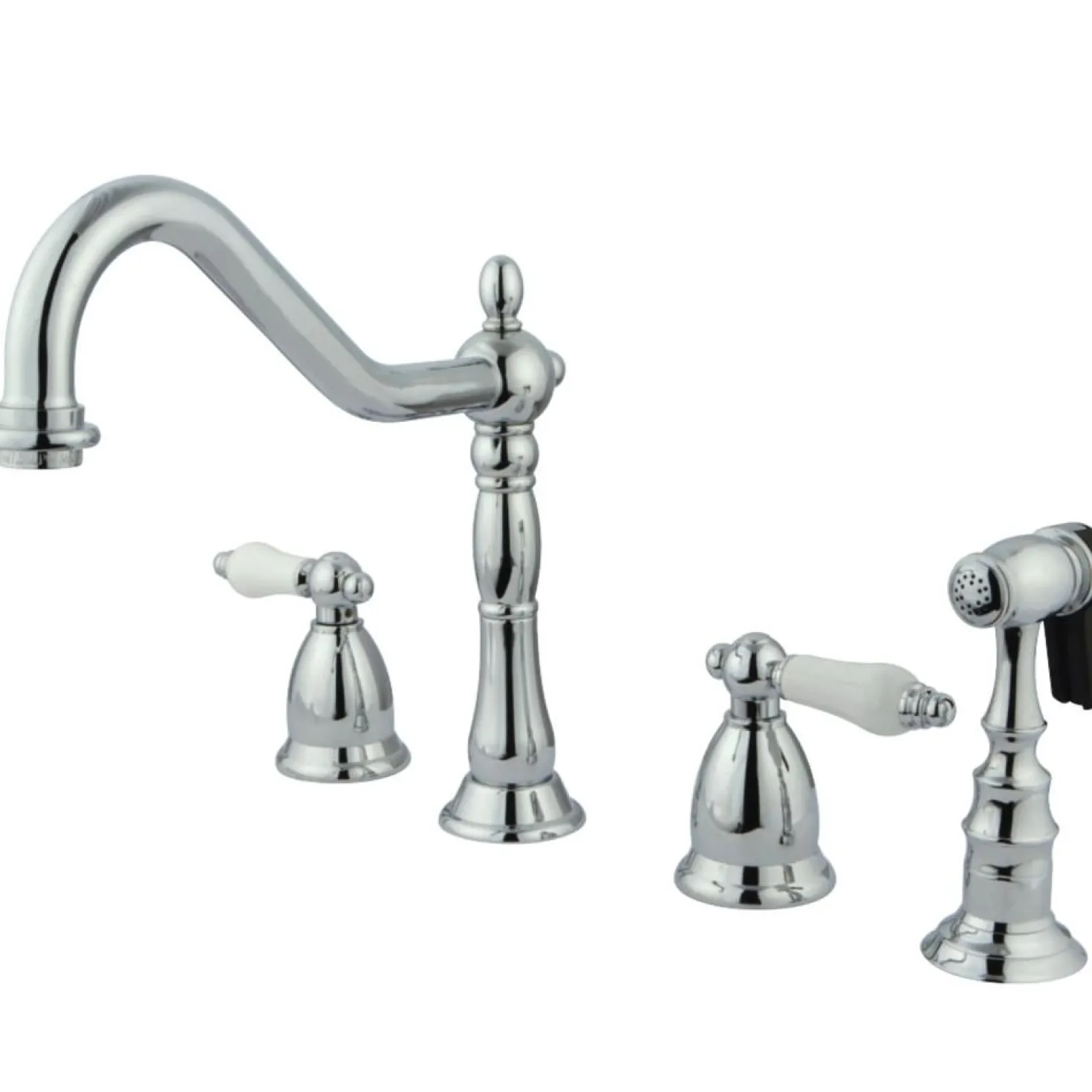 Kingston Brass Heritage Lever-Handle Widespread Kitchen Faucet