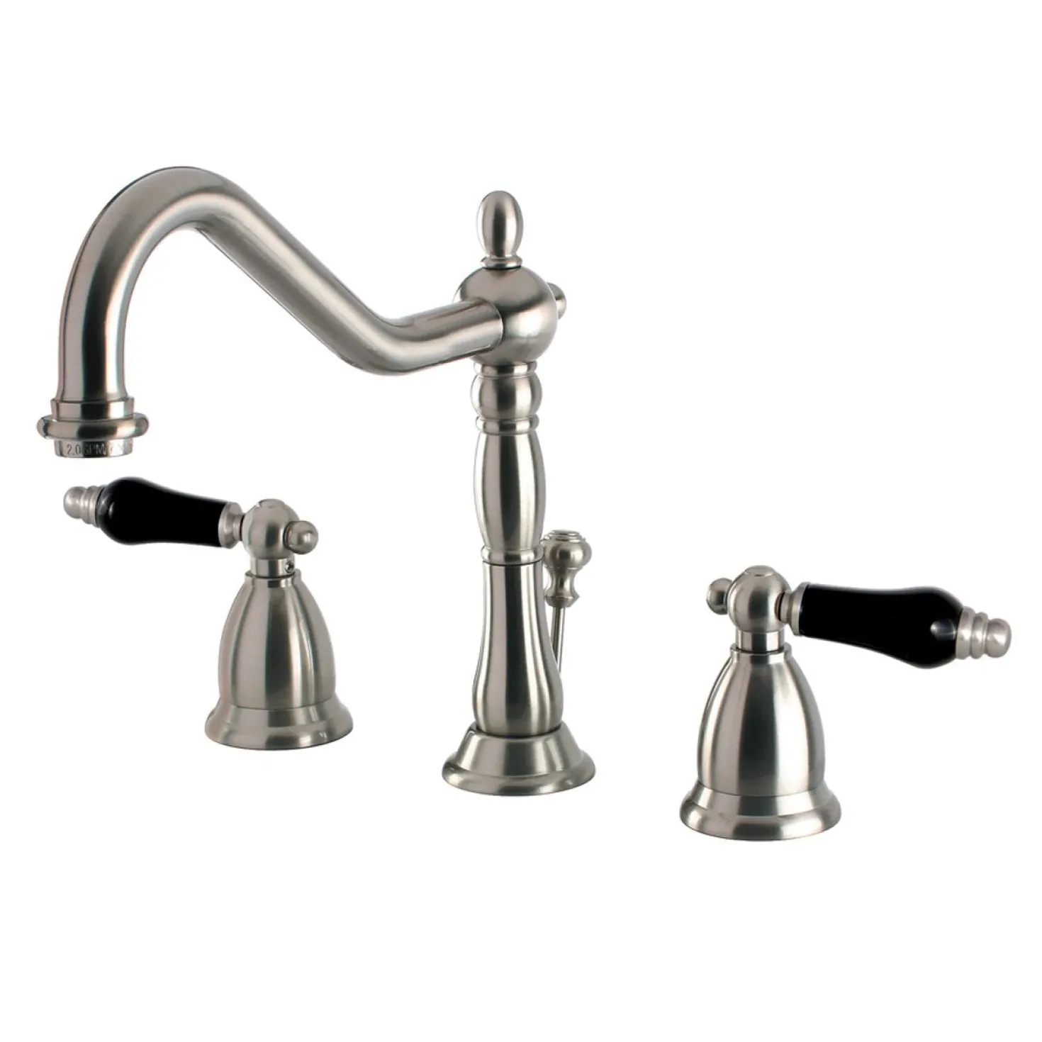 Kingston Brass Heritage Onyx Widespread Lavatory Faucet with Black Porcelain Lever Handle