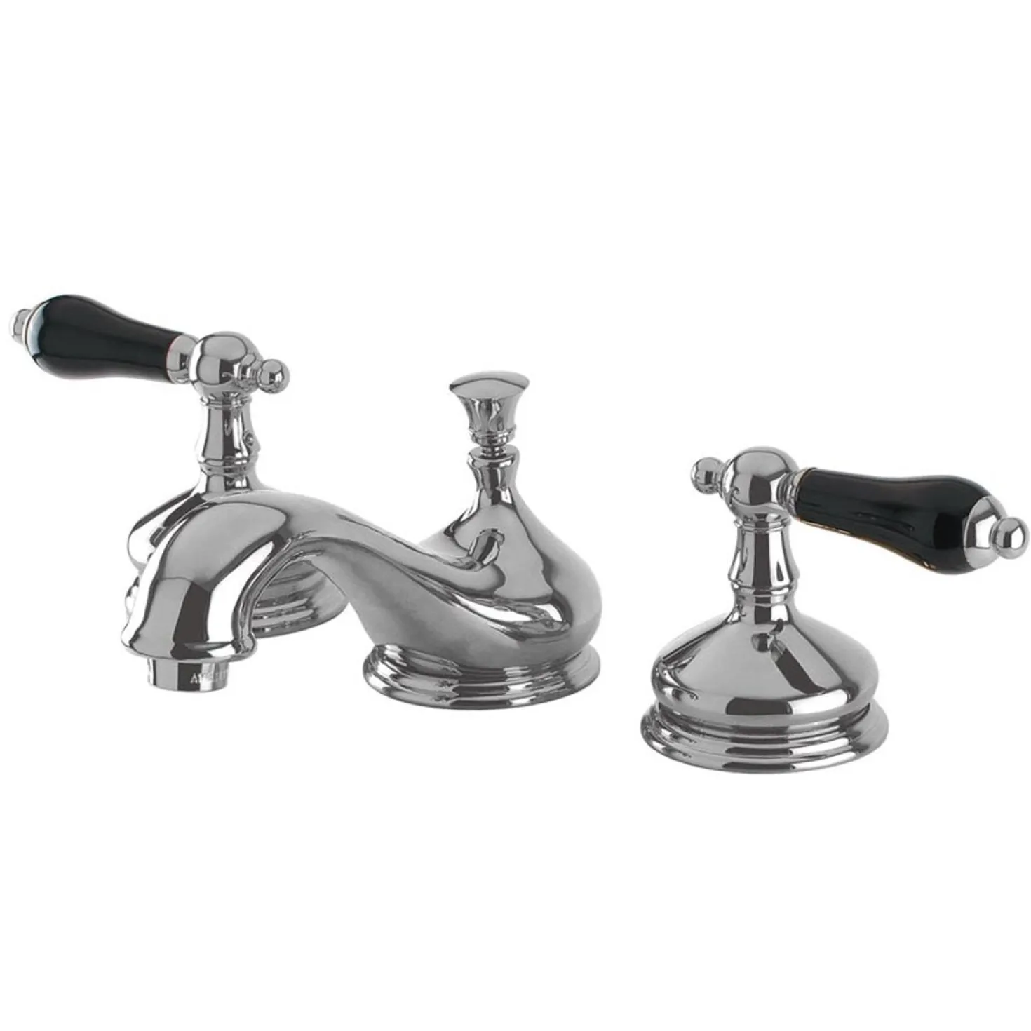 Kingston Brass Heritage Onyx Solid Brass Widespread Lavatory Faucet with Black Porcelain Lever Handle