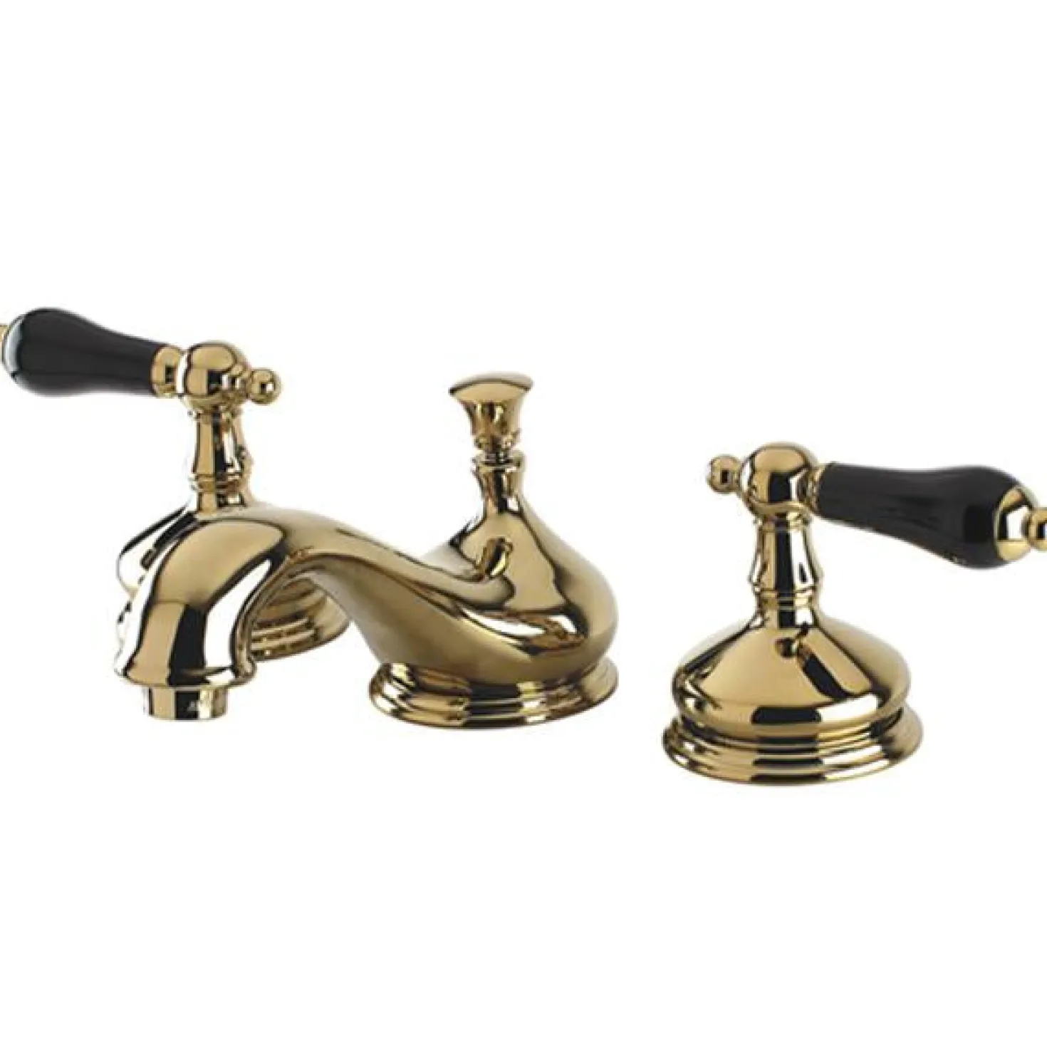 Kingston Brass Heritage Onyx Solid Brass Widespread Lavatory Faucet with Black Porcelain Lever Handle