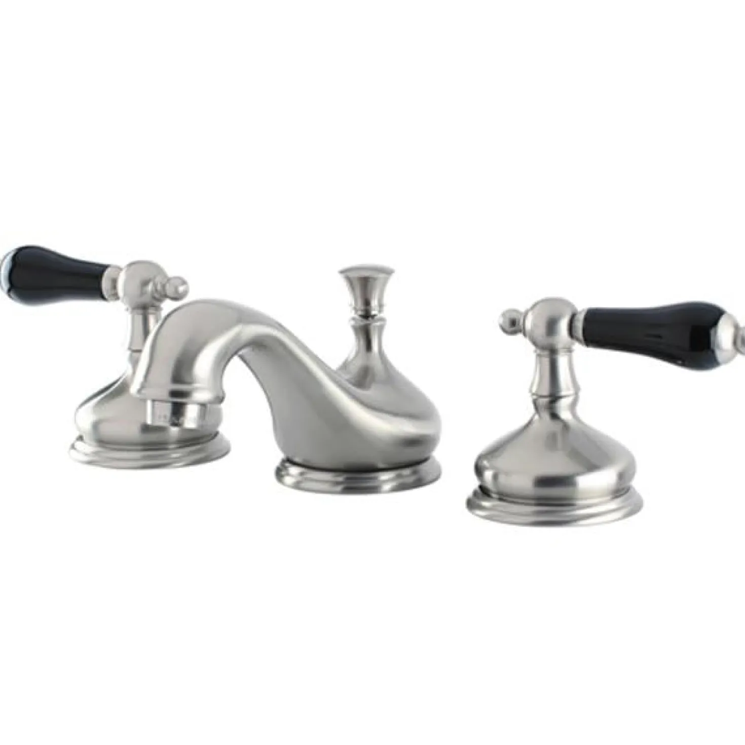 Kingston Brass Heritage Onyx Solid Brass Widespread Lavatory Faucet with Black Porcelain Lever Handle