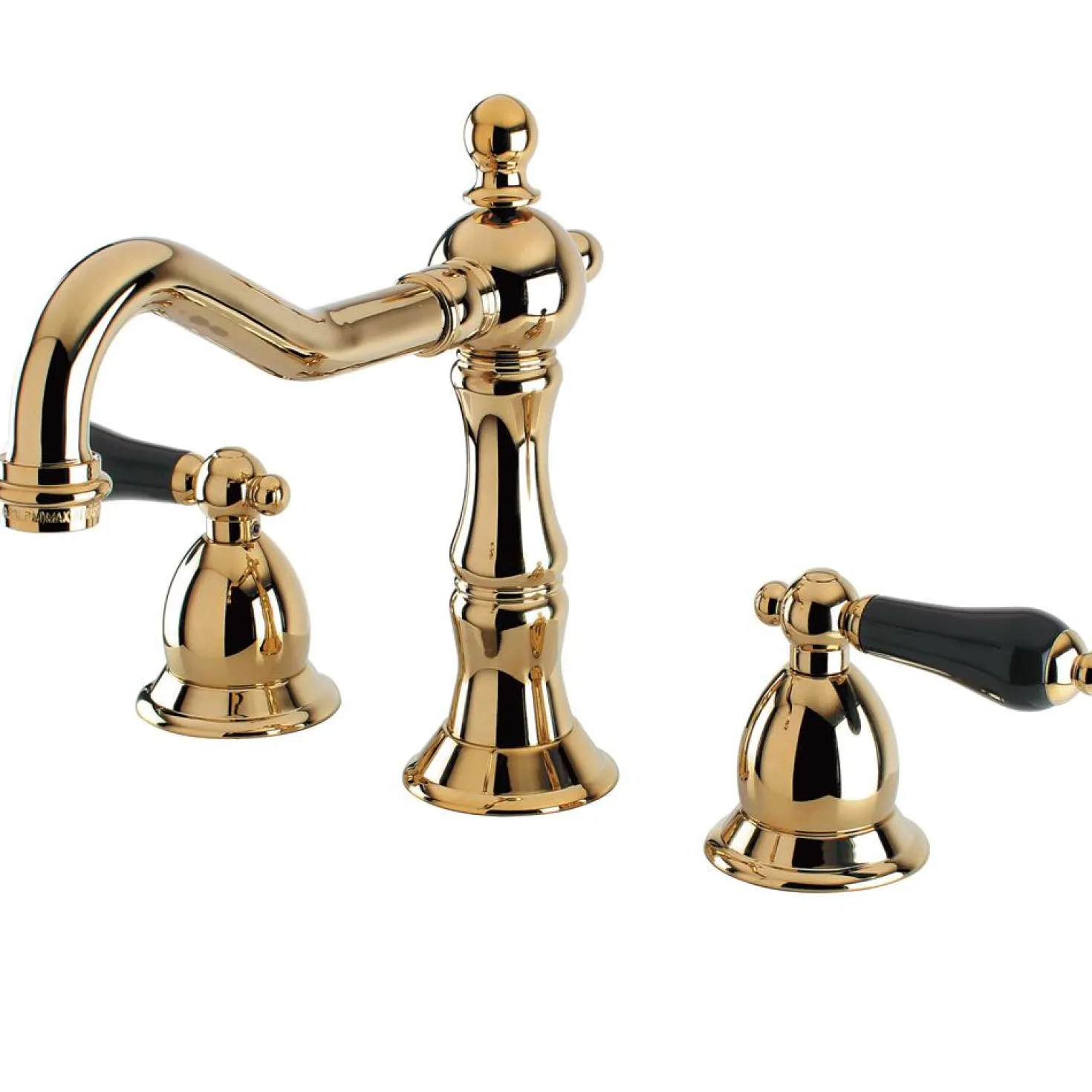 Kingston Brass Heritage Onyx Traditional Widespread Lavatory Faucet with Black Porcelain Lever Handle