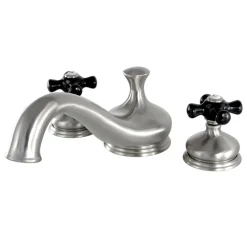 Kingston Brass Heritage Onyx Roman Tub Filler with Black Porcelain Cross Handle