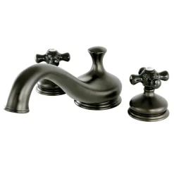 Kingston Brass Heritage Onyx Roman Tub Filler with Black Porcelain Cross Handle