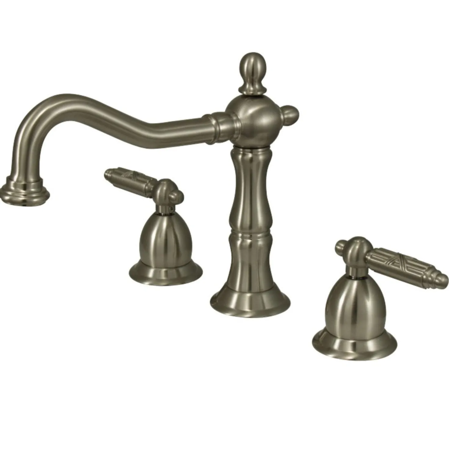 Kingston Brass Heritage Two Handle Three Hole 8" to 14" Widespread Lavatory Faucet with Brass Pop-up