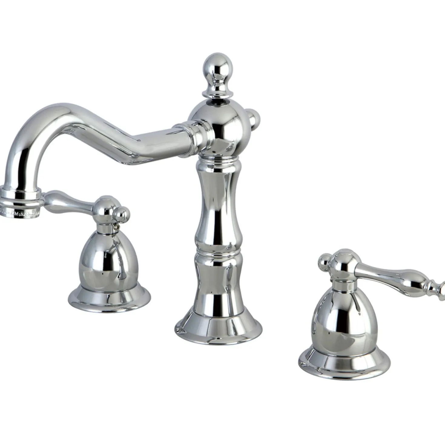 Kingston Brass Heritage Two Handle Deck Mount 8" to 14" Widespread Lavatory Faucet with Brass Pop-up