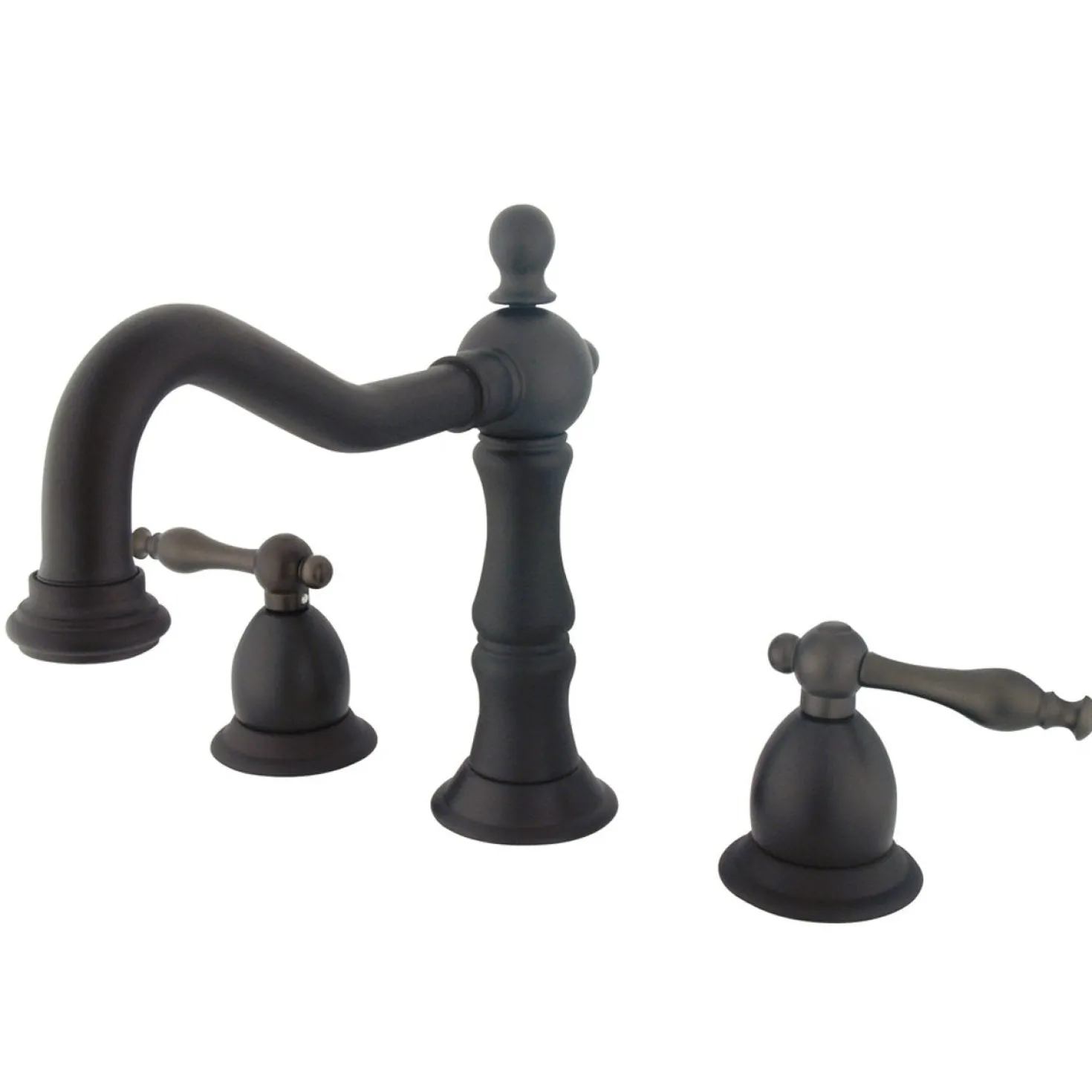 Kingston Brass Heritage Two Handle Deck Mount 8" to 14" Widespread Lavatory Faucet with Brass Pop-up