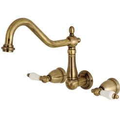 Kingston Brass Heritage Wall Mount 2-Handle Kitchen Faucet