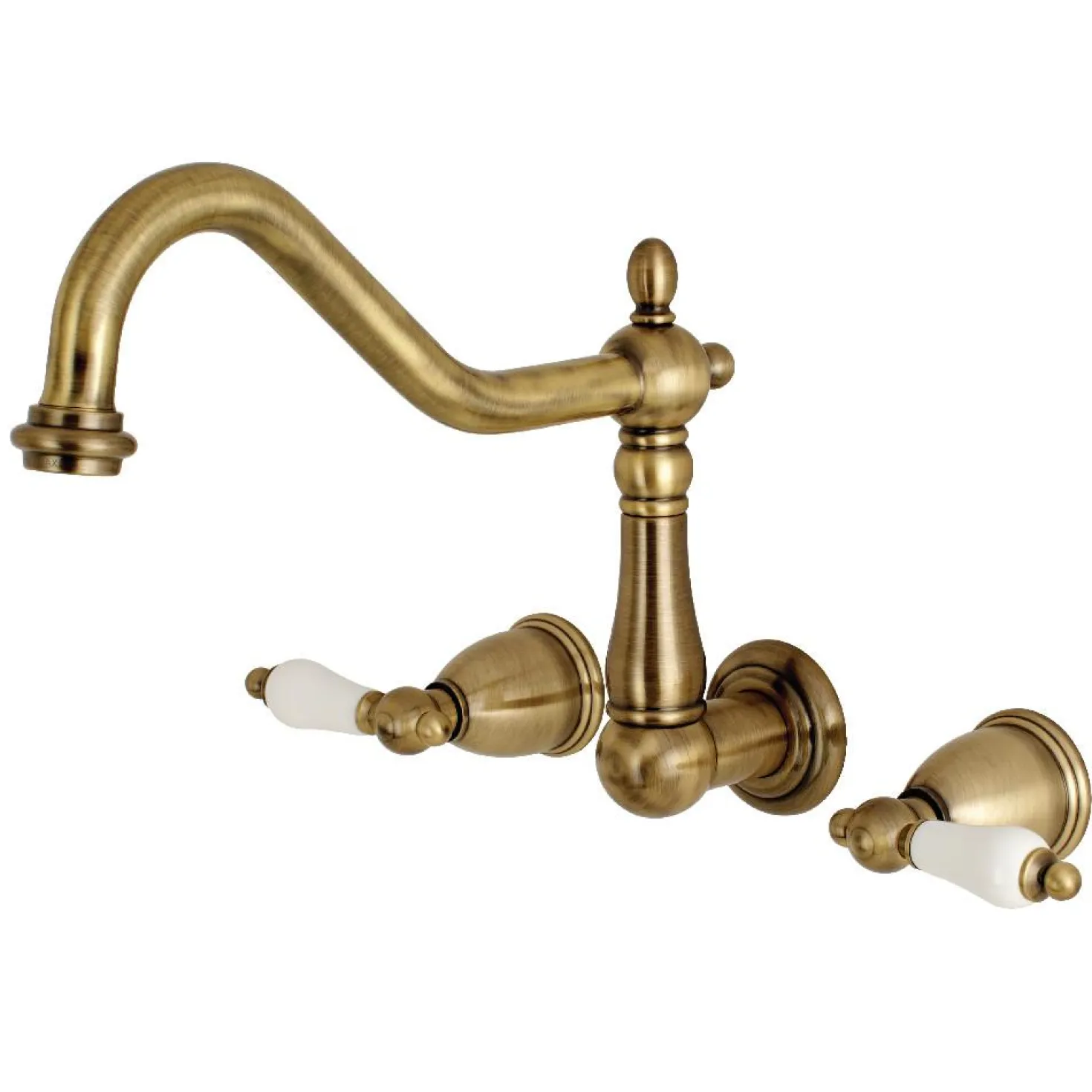 Kingston Brass Heritage Wall Mount 2-Handle Kitchen Faucet