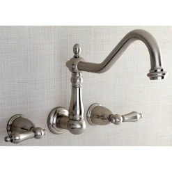Kingston Brass Heritage Wall Mount 3-Hole Kitchen Faucet