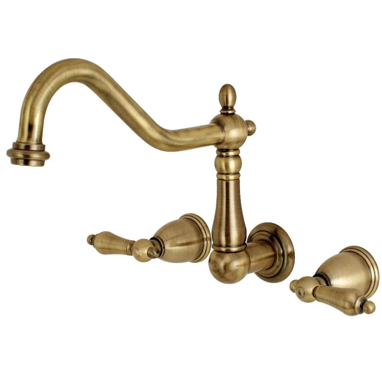 Kingston Brass Heritage Wall Mount 3-Hole Kitchen Faucet