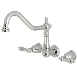Kingston Brass Heritage Wall Mount 3-Hole Kitchen Faucet