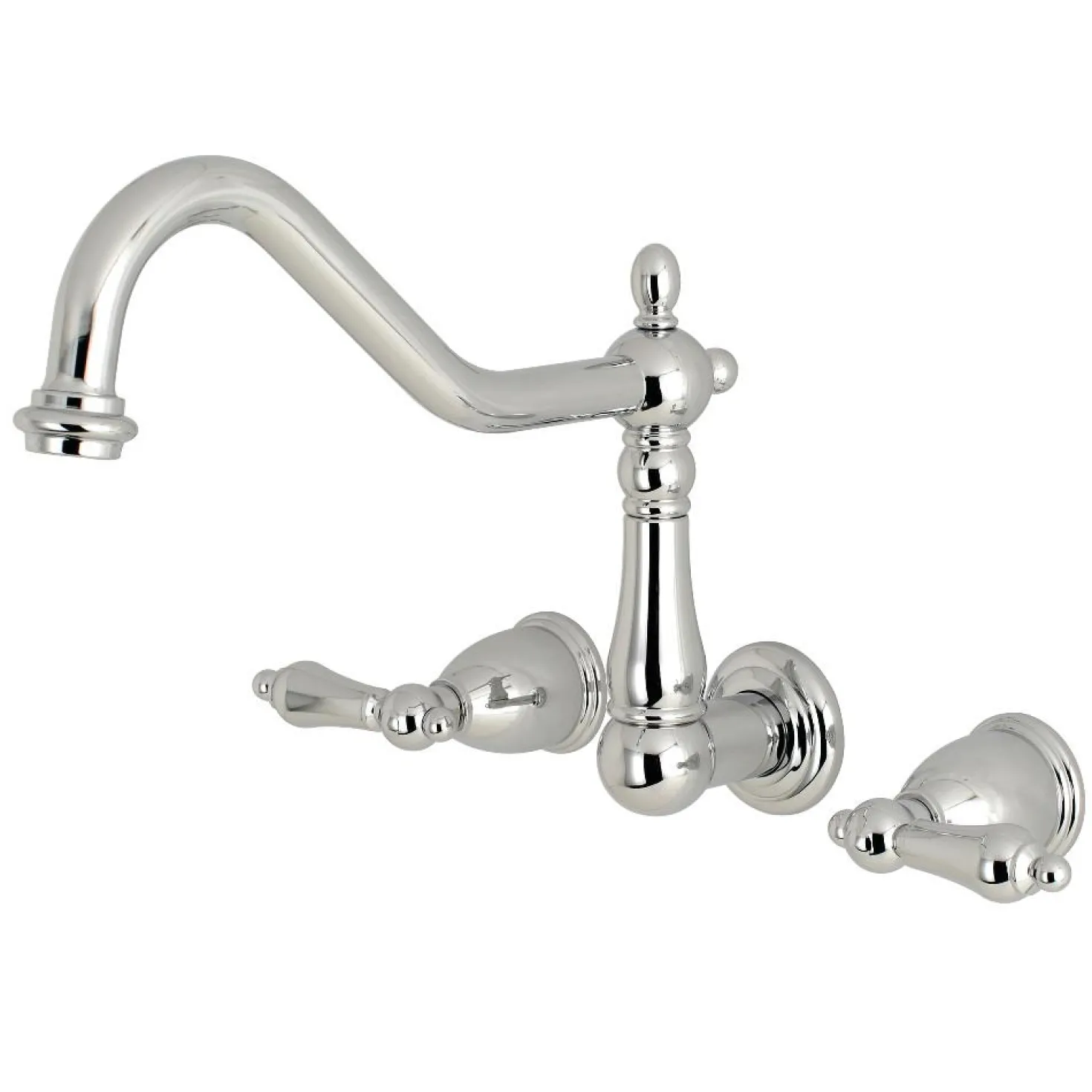 Kingston Brass Heritage Wall Mount 3-Hole Kitchen Faucet