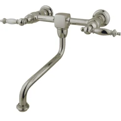 Kingston Brass Heritage Wall Mount Lever Handle Bathroom Faucet