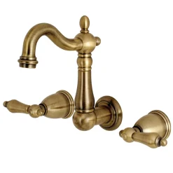 Kingston Brass Heritage Wall Mount 3-Hole Bathroom Faucet