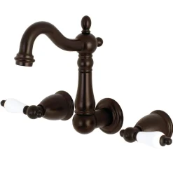 Kingston Brass Heritage Wall Mount 8-Inch Center Bathroom Faucet
