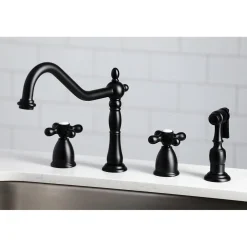 Kingston Brass Heritage Widespread Kitchen Faucet with Brass Sprayer